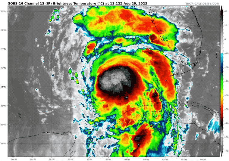August 29 Hurricane Idalia satellite loop Tuesday morning