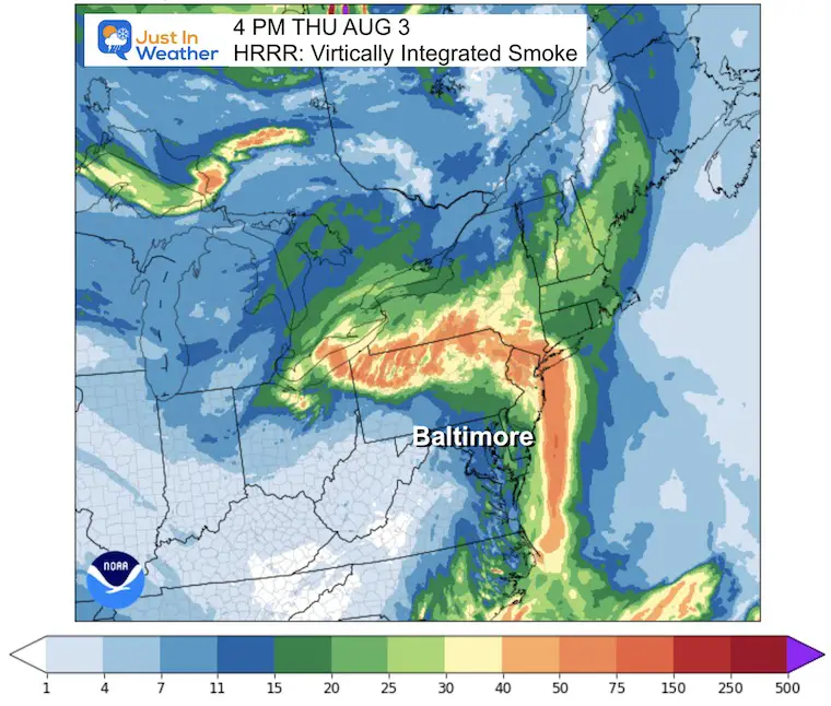 August 3 smoke forecast Thursday afternoon