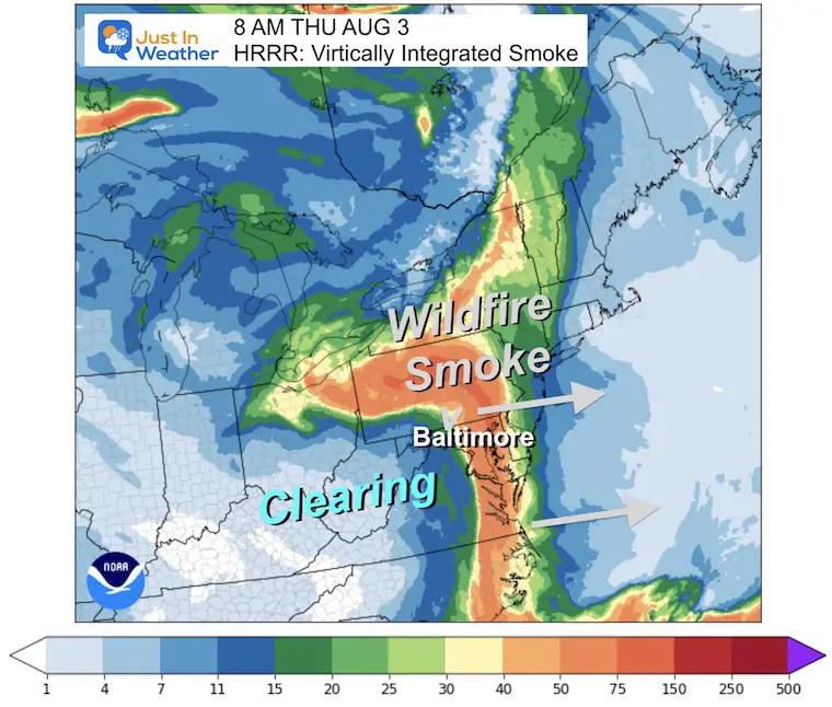August 3 smoke forecast Thursday morning