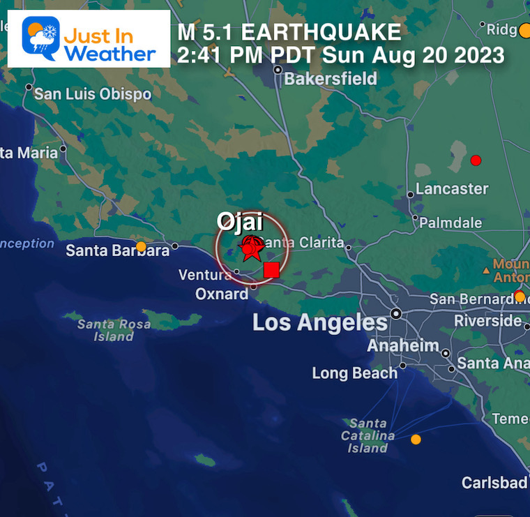 August 20 Earthquake map California 