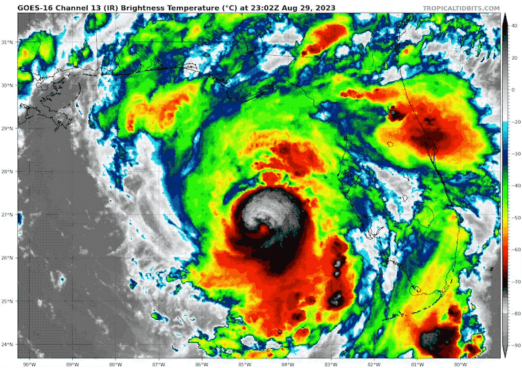 August 29 Hurricane Idalia Tuesday Evening satellite loop