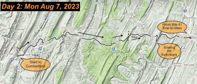 Maryland Trek 10 Day 2 Map