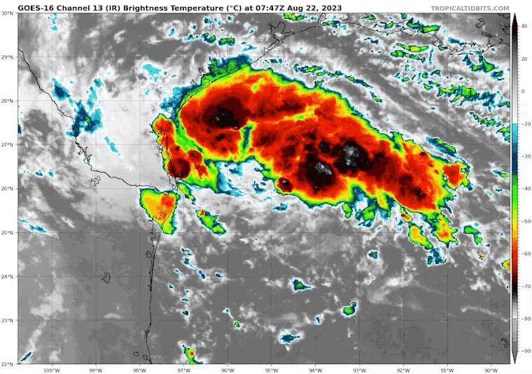 August 22 Tropical Storm Harold Satellite Tuesday morning