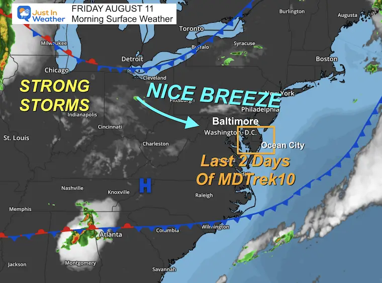 August 11 weather Friday morning