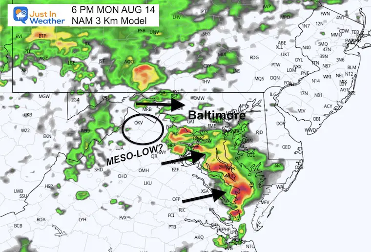 August 14 weather storm radar Forecast 6 PM
