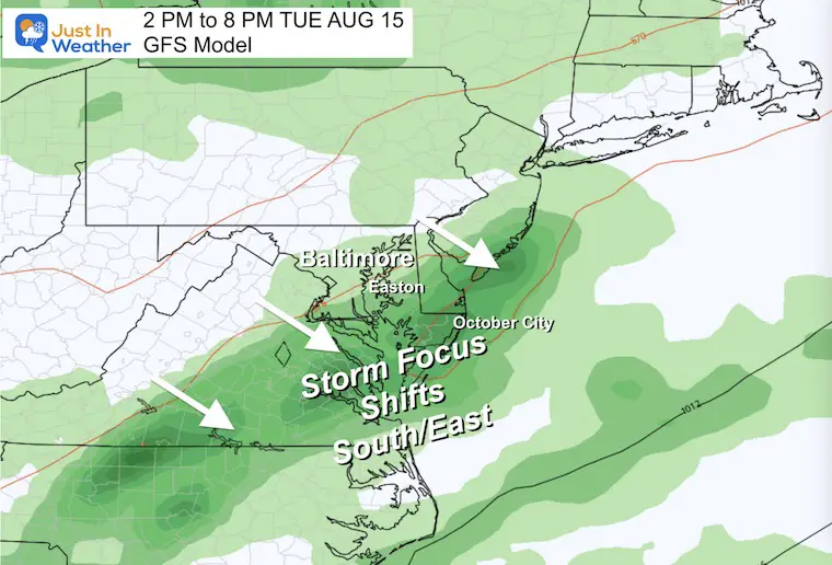 August 14 weather storm radar Forecast Tuesday