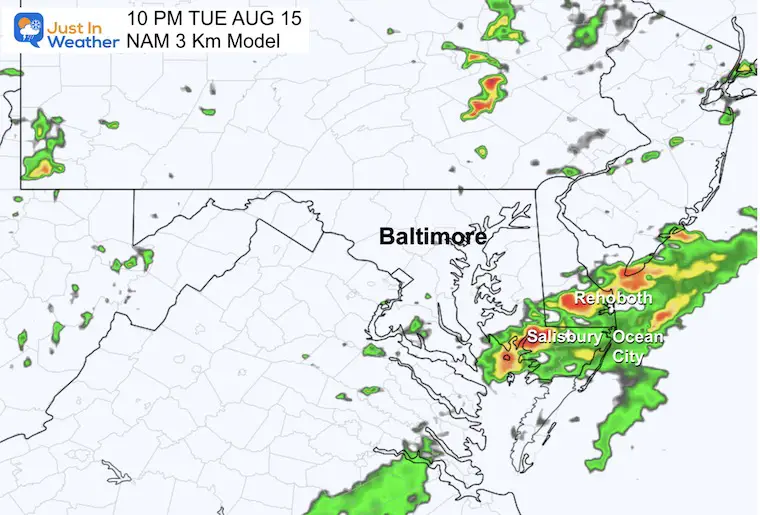 August 12 weather forecast radar Tuesday 10 PM