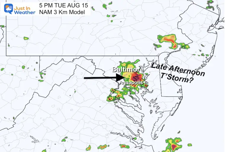 August 12 weather forecast radar Tuesday 5 PM