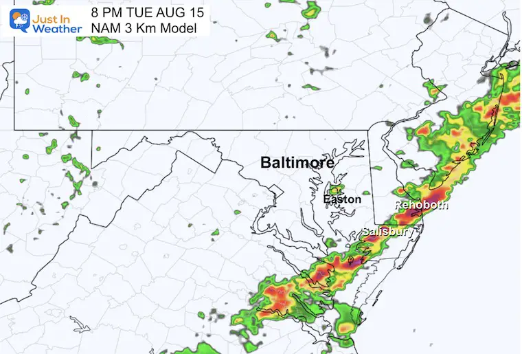 August 12 weather forecast radar Tuesday 8 PM