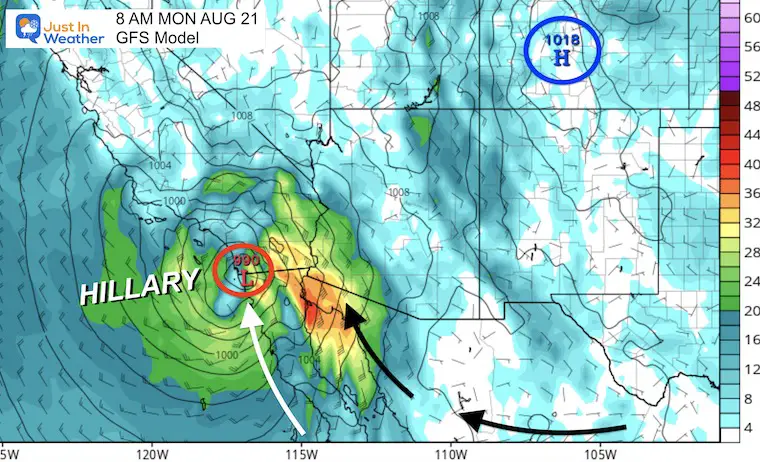 August 17 Forecast Hurricane Hillary Monday