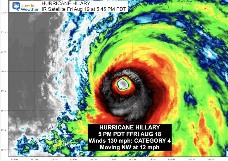 August 18 hurricane Hillary Satellite Update Friday Evening