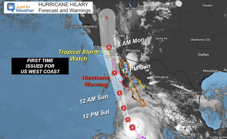 August 18 hurricane Hilary warning track