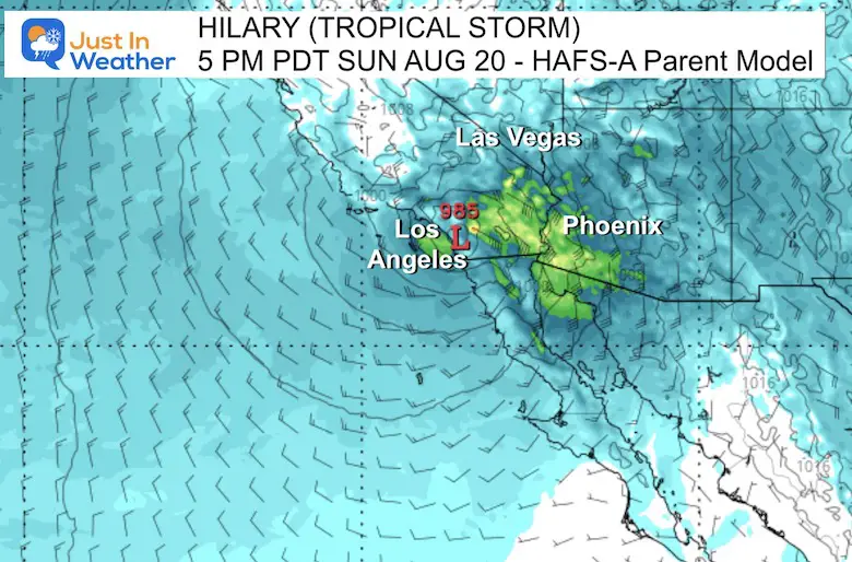 Hurricane Hilary Forecast Sunday California