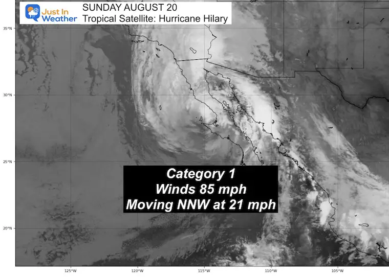 August 20 weather Hurricane Hilary Satellite Sunday morning