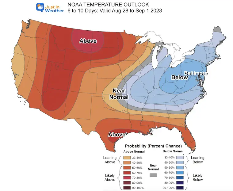 NOAA Temperature Outlook August 23