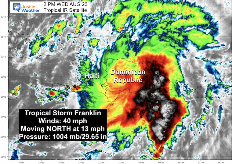 August 23 Tropical Storm Franklin IR Satellite