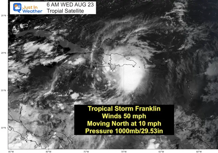 August 23 Tropical Storm Franklin Wednesday Morning