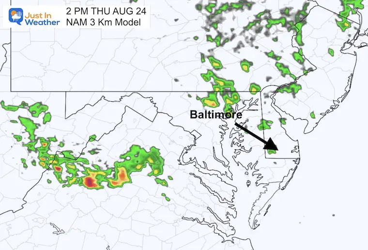 August 23 weather forecast radar Thursday afternoon