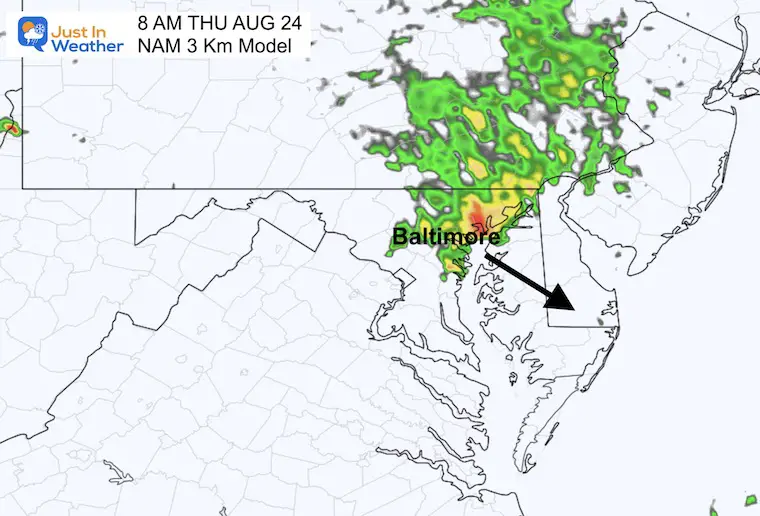 August 23 weather forecast radar Thursday morning