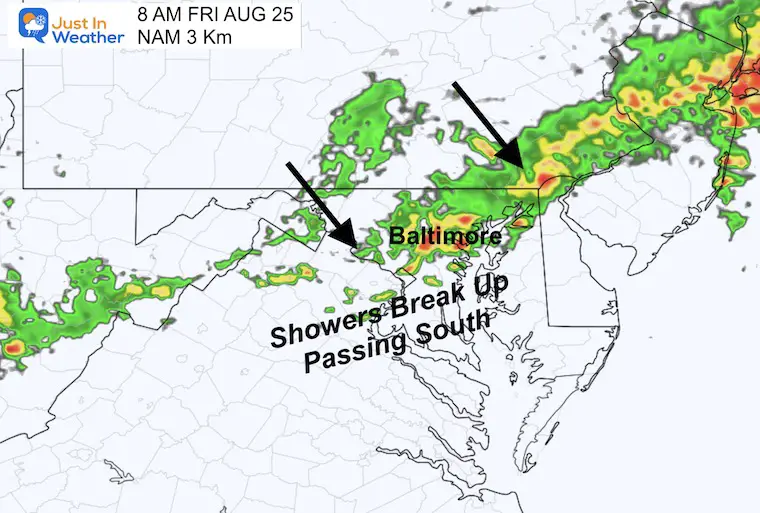 August 24 weather rain radar Friday 8 AM