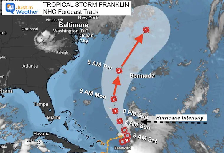 August 25 Tropical Storm Franklin Forecast Track NHC