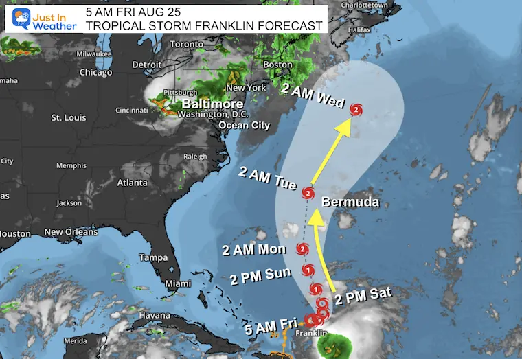 Tropical Storm Franklin August 25 National Hurricane Center Forecast