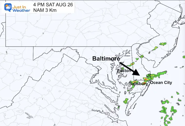 August 25 storm radar forecast Saturday afternoon