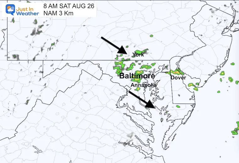 August 25 storm radar forecast Saturday morning