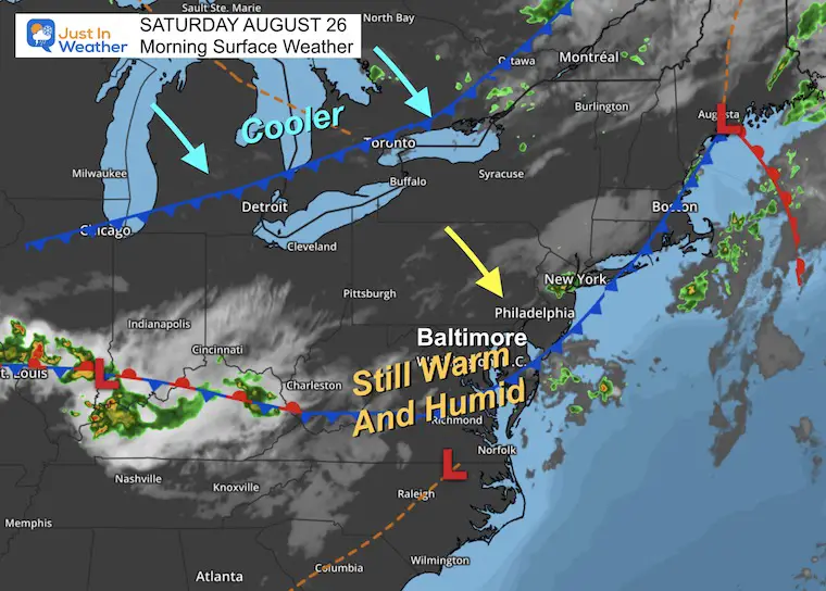 August 26 weather Saturday morning