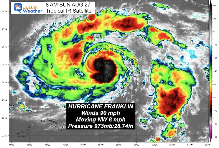 August 27 Hurricane Franklin satellite Sunday Morning