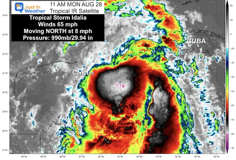 August 28 tropical storm Idalia satellite 11 AM