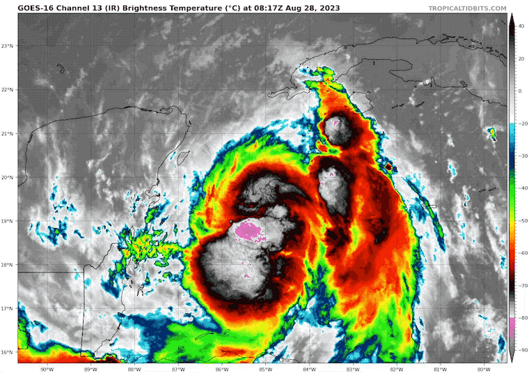 August 28 Tropical Storm Idalia Monday satellite loop Monday morning