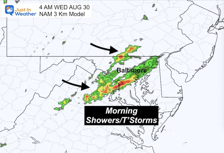 August 28 weather forecast rain radar Wednesday morning