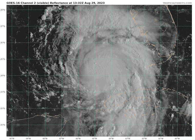 August 29 Hurricane Idalia visible satellite loop Tuesday morning