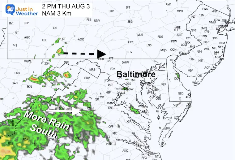 August 3 weather rain radar Thursday forecast2 PM