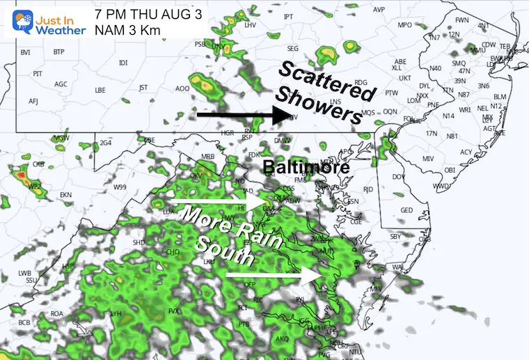 August 3 weather rain radar Thursday forecast 7 PM