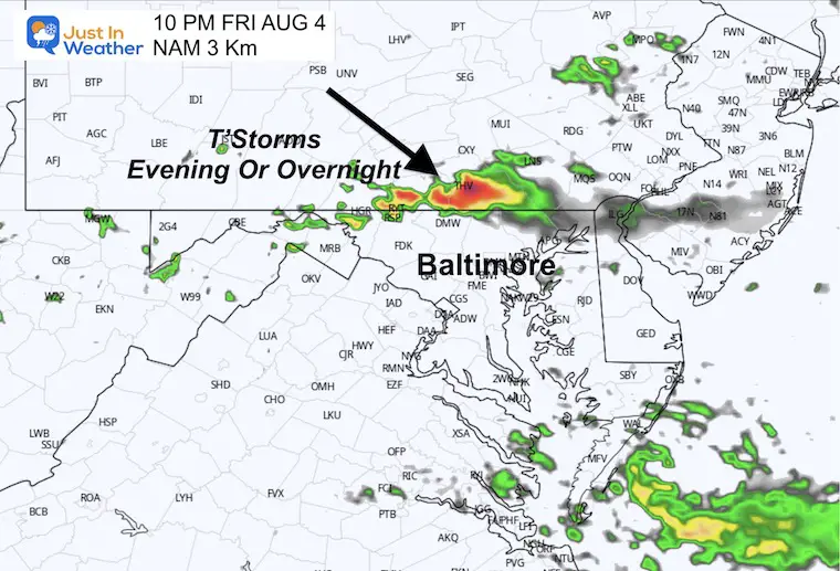 August 3 weather rain radar Friday forecast 10 PM