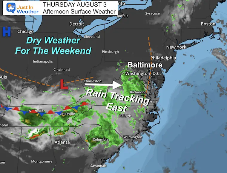 August 3 weather Thursday afternoon