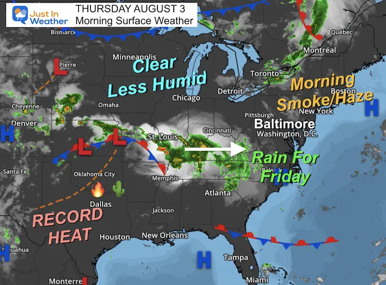 August 3 weather Thursday morning