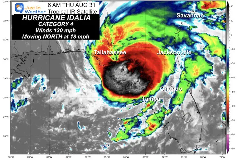August 30 Hurricane Idalia Category 4 Wednesday morning
