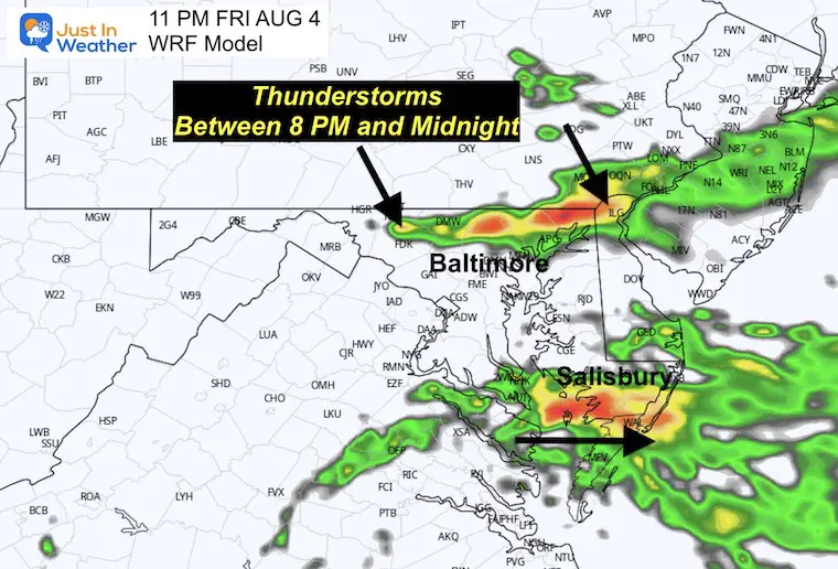 August 4 weather forecast rain radar Friday night