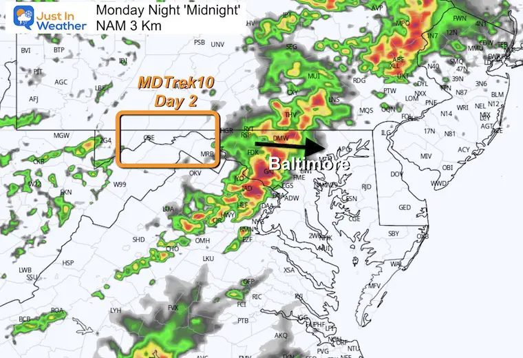 August 6 weather rain forecast Monday night