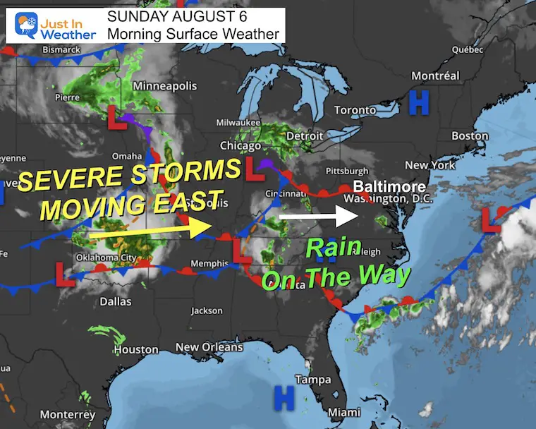 August 6 weather Sunday morning