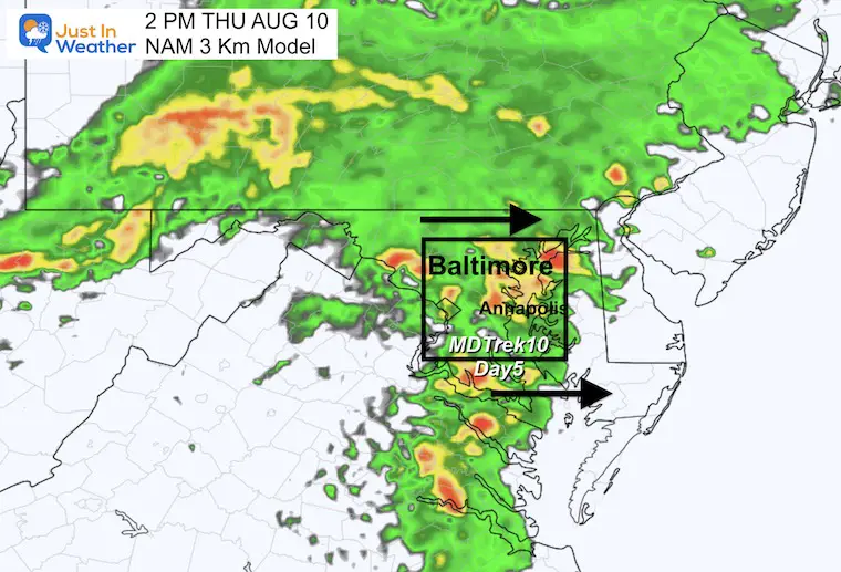 August 9 weather forecast rain Thursday 2 PM