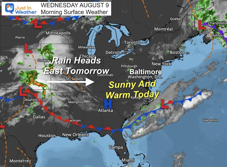 August 9 weather Wednesday Morning