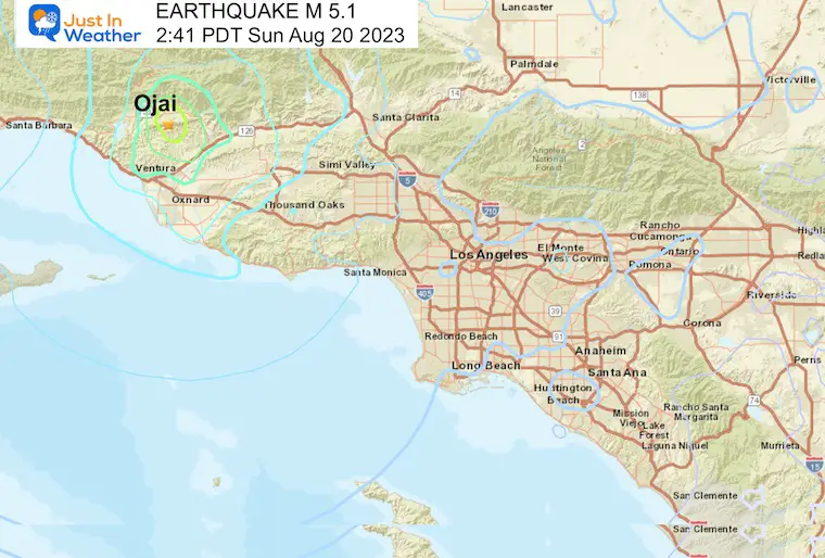 August 20 Earthquake USGS map California 