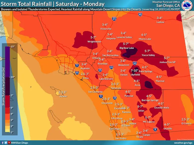 August 18 Hurricane Hilary Rain Forecast California
