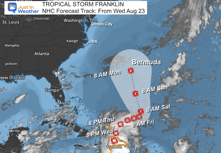 Tropical Storm Franklin Forecast Track