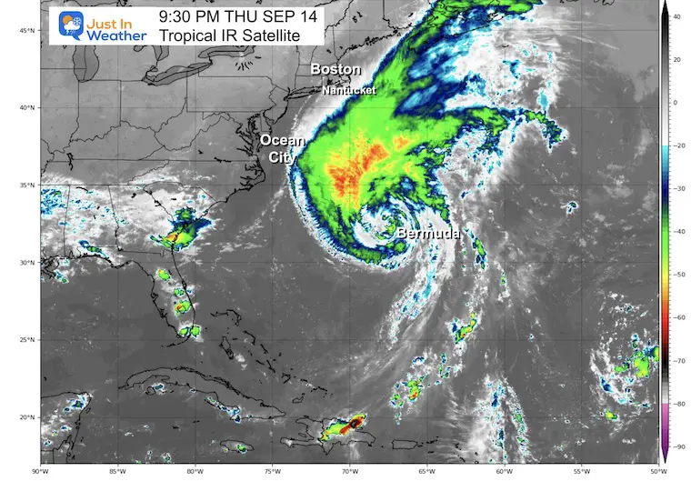 September 14 Hurricane Lee Satellite East Coast Thursday Night