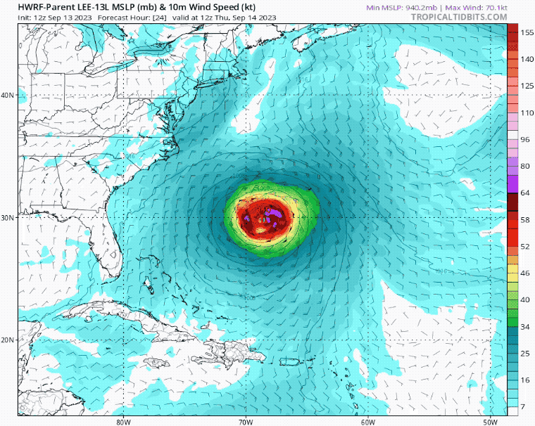 September 13 Hurricane Lee Forecast Model